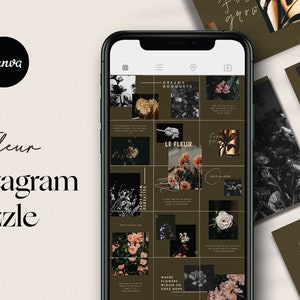 Instagram Template, Instagram Puzzle, Canva Template, Instagram Collage, Feminine Instagram Post, Blogger Template, Minimal Instagram Grid