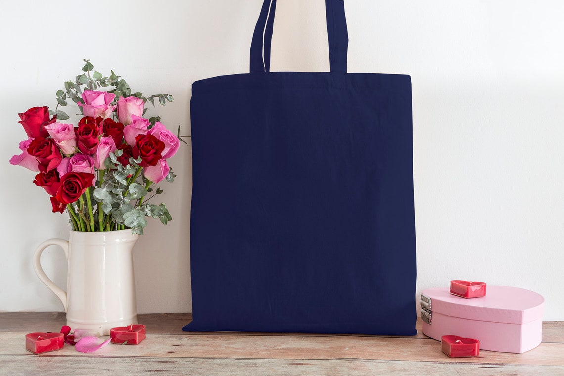 Navy Dark blue plain unprinted tote bag colourful 100 Etsy