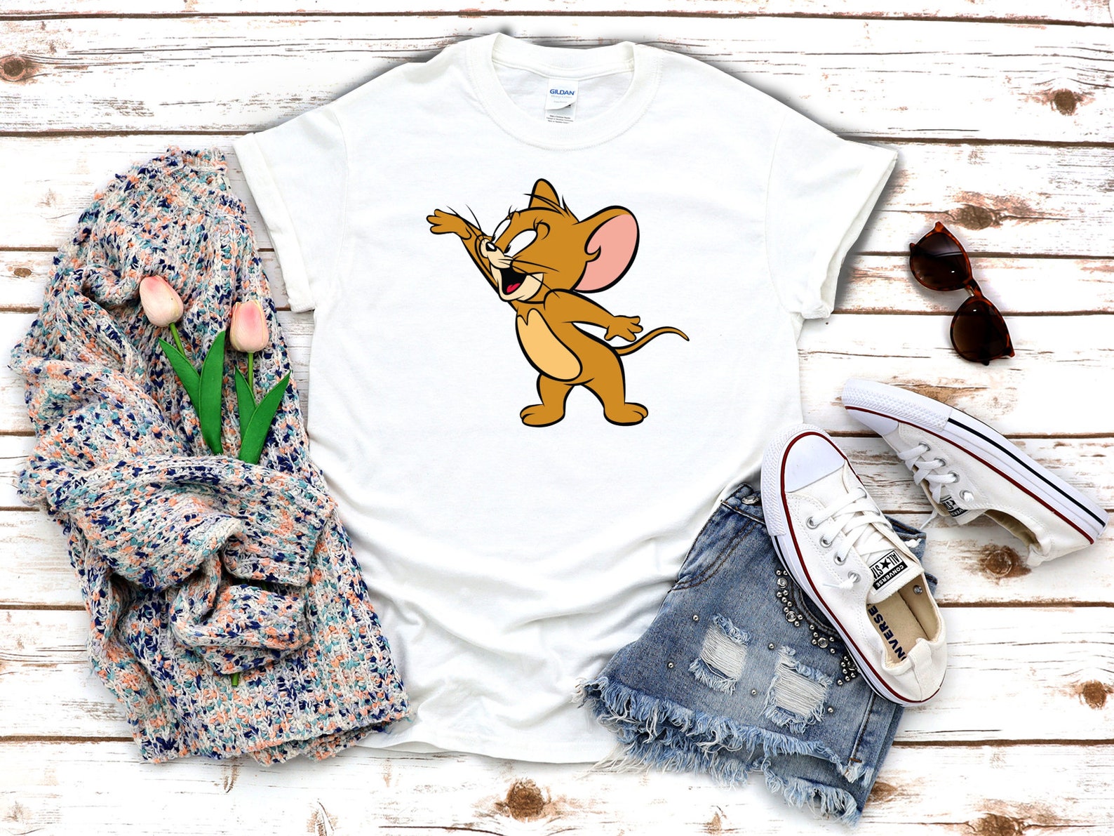 Tom and Jerry Jerry cartoon character Woman short sleeve | Etsy