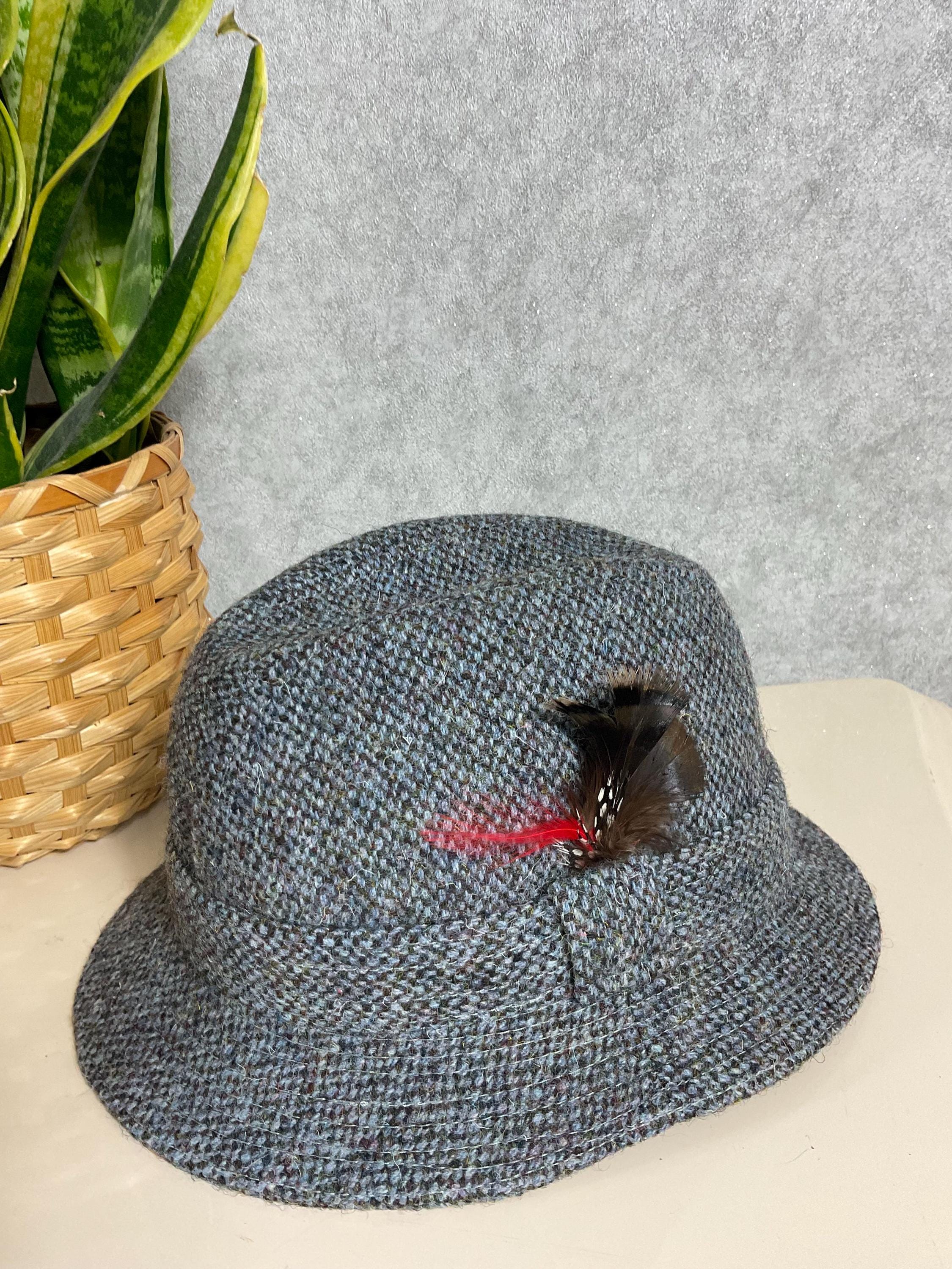 Harris Tweed Bucket Hat Size 23 Country Gentleman Plaid Wool Vintage Glen - best wool Bucket hat for men and women, made of  main image 2