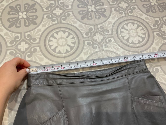 VTG Fiona grey real leather midi pencil skirt UK … - image 7