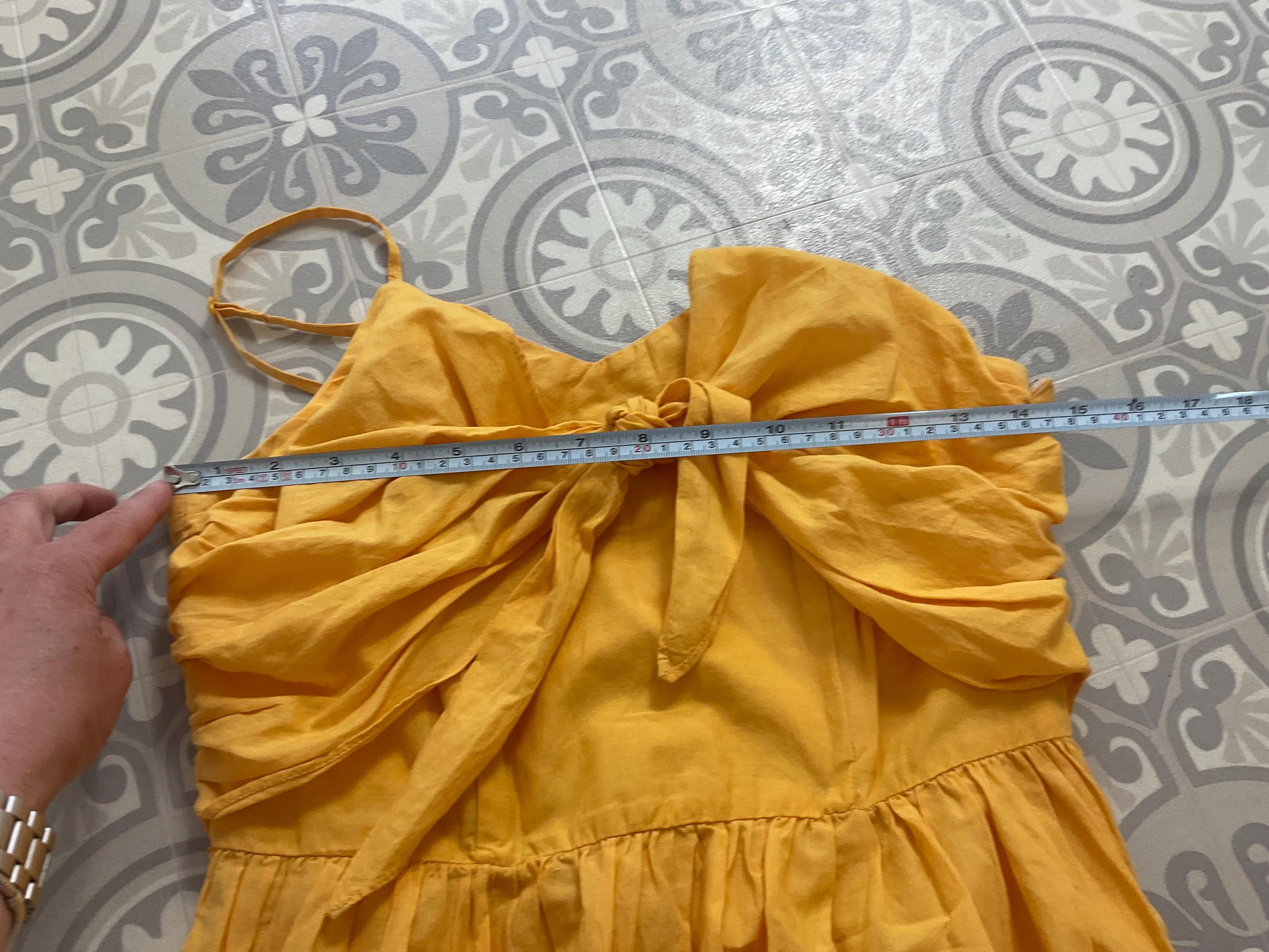 H&M Yellow 100% Cotton Embroidered Hem Strappy Long Dress UK 10 Beach  Holiday - Etsy