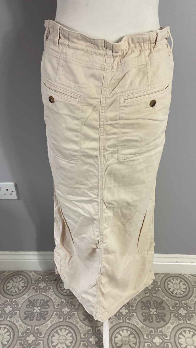 Free People Maxi skirt cream chino drawstring front split pockets label * Bild 4