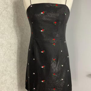 Urban Outfitters Black Mini Dress Floral Embroidered Mesh Y2K Party Size S image 1