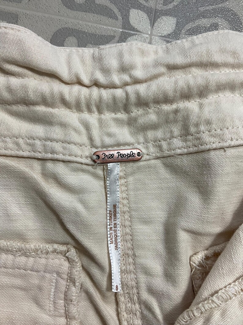 Free People Maxi skirt cream chino drawstring front split pockets label * Bild 5