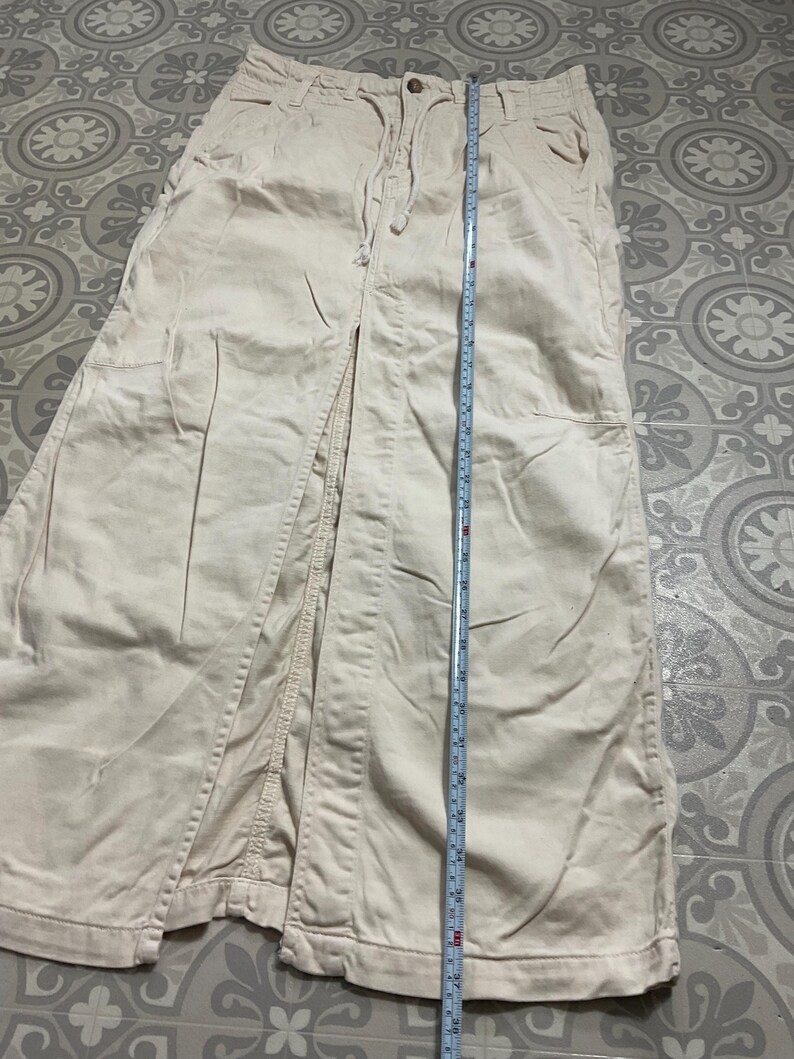 Free People Maxi skirt cream chino drawstring front split pockets label * Bild 6