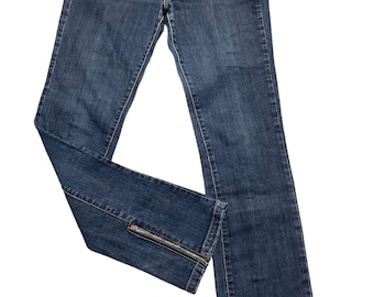 Y2K Karen Millen blue cotton zip to the hem straight leg jeans UK 12