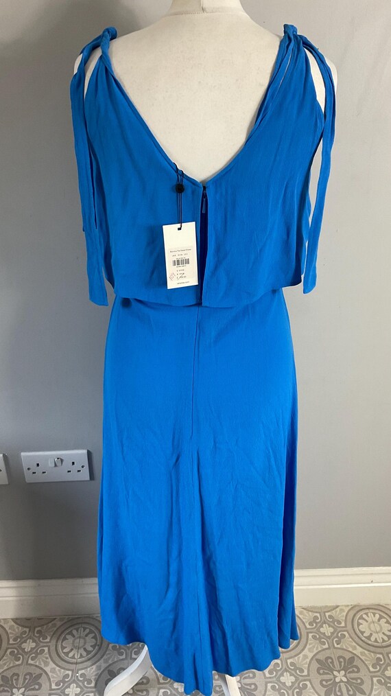 whistles dress blue Whistles Midi Dress Navy Crepe US 0 Sleeveless Belted  Celebrity Owned