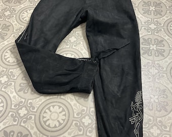 VTG Stockerpoint-byxor svarta mockabroderade 38 8 10 dirndl Oktoberfest