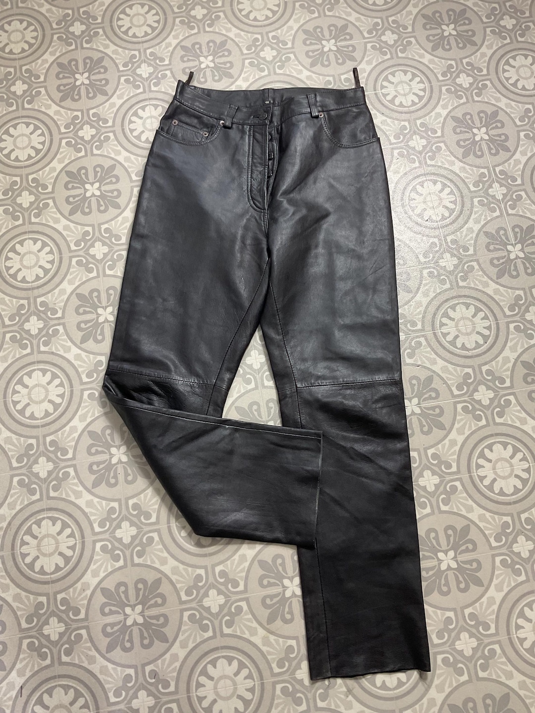 VTG The Classic Members trousers ladies dark brown high waist UK 10 biker goth