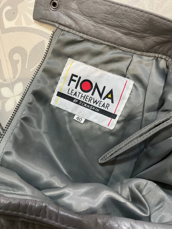 VTG Fiona grey real leather midi pencil skirt UK … - image 5