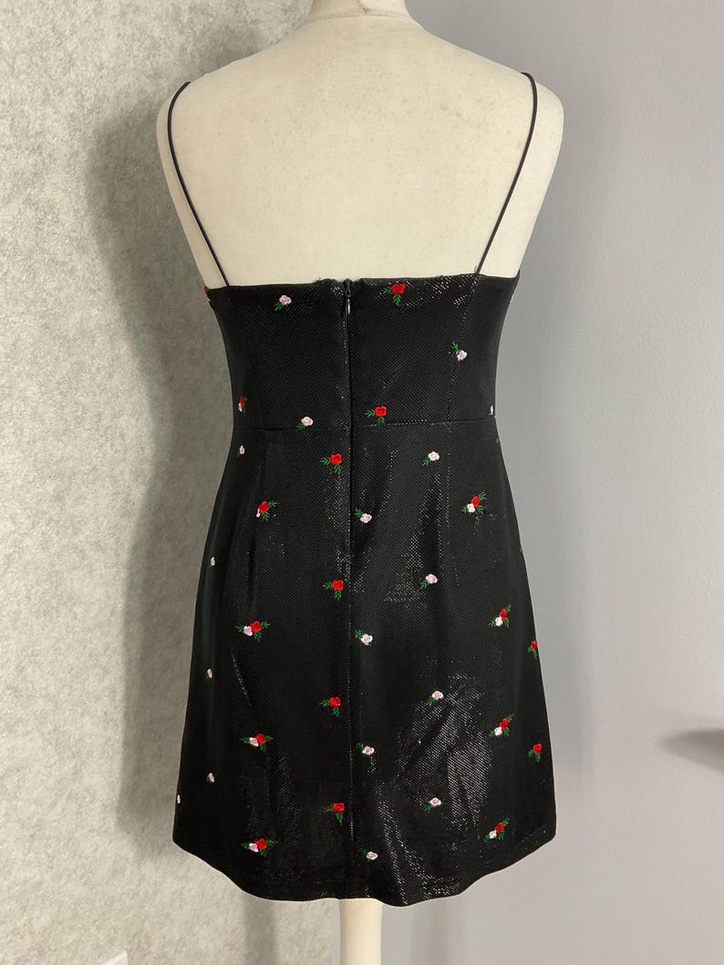 Urban Outfitters Black Mini Dress Floral Embroidered Mesh Y2K Party Size S image 5