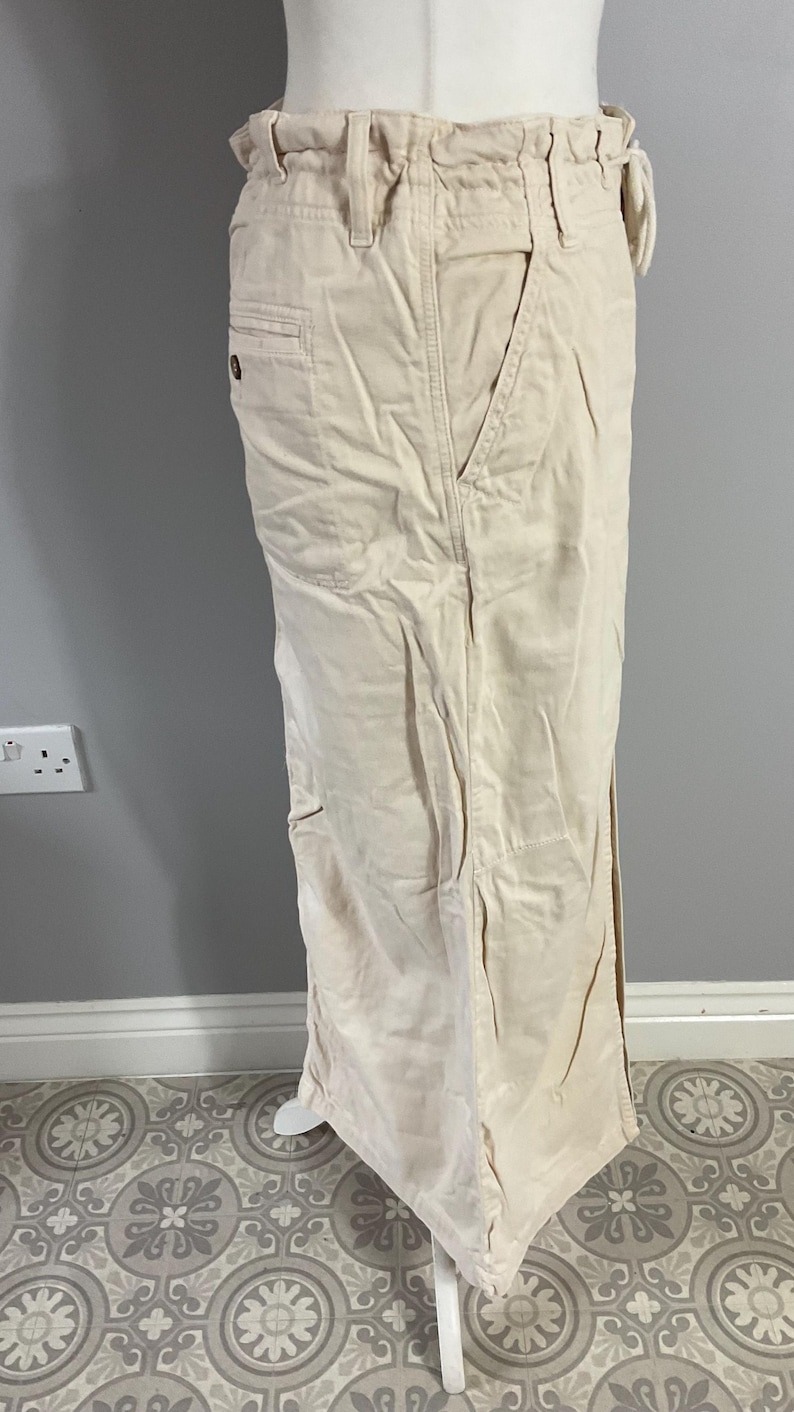 Free People Maxi skirt cream chino drawstring front split pockets label * Bild 3