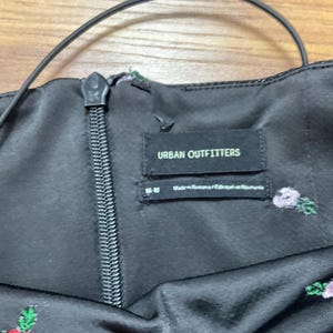 Urban Outfitters Black Mini Dress Floral Embroidered Mesh Y2K Party Size S image 6