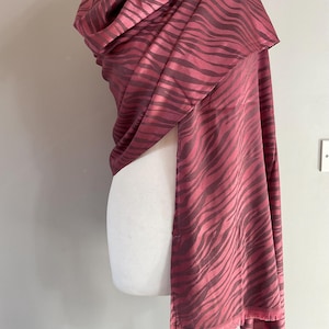 Raspberry pink animal print silk blend wide long scarf shawl new gift present