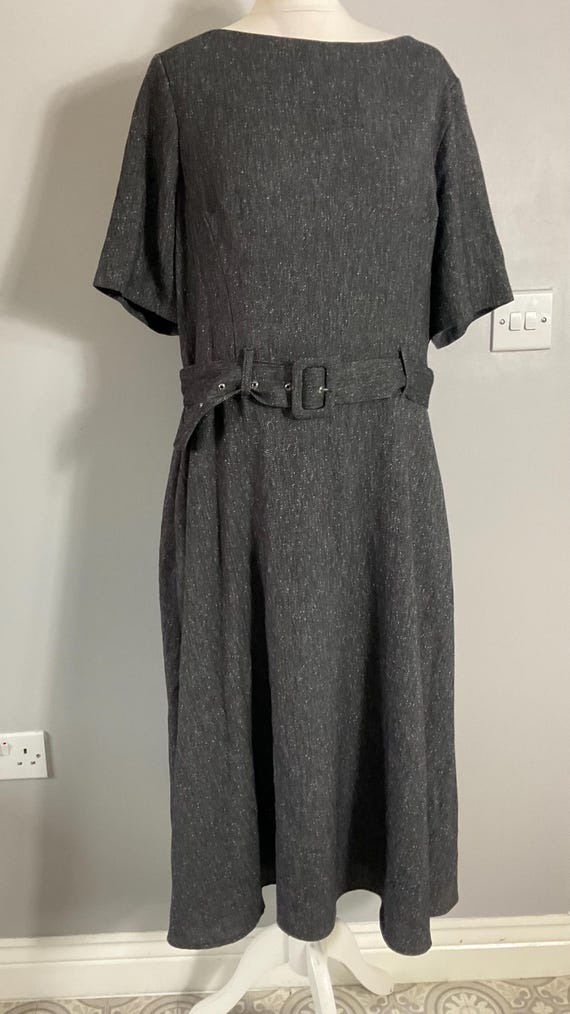 M&S Dress Black Grey Flecked Herringbone Belted Fit and Flare UK 18 Smart Work - Etsy M&S Dress Black Grey Flecked Herringbone Belted Fit and Flare UK 18 Smart Work - Etsy