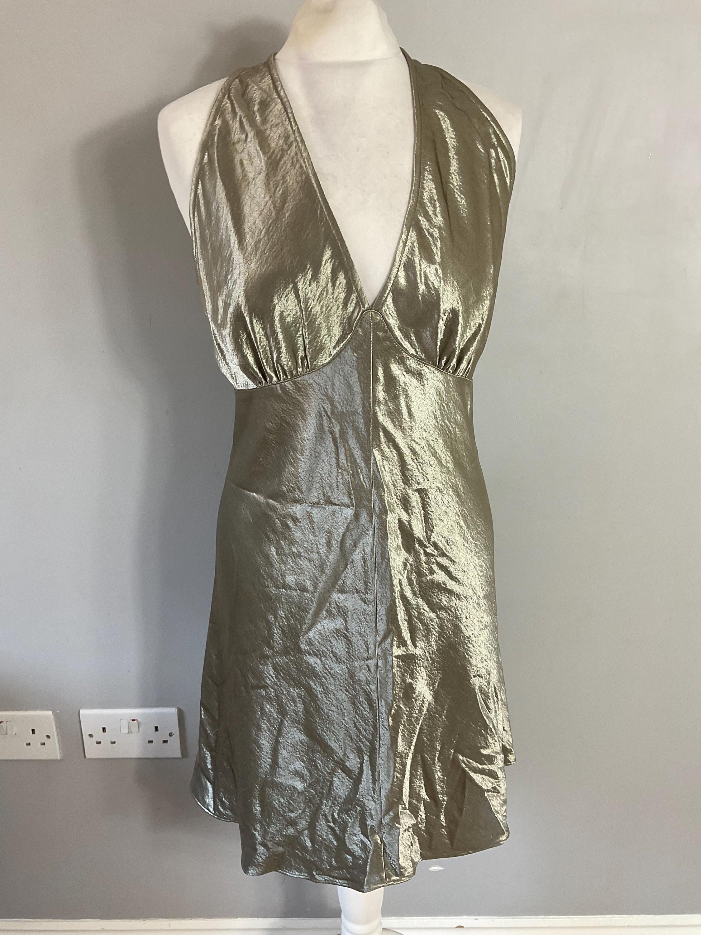 Kate Moss for Topshop Champagne Gold Liquid Satin Mini Party Dress UK 14 -  Etsy New Zealand