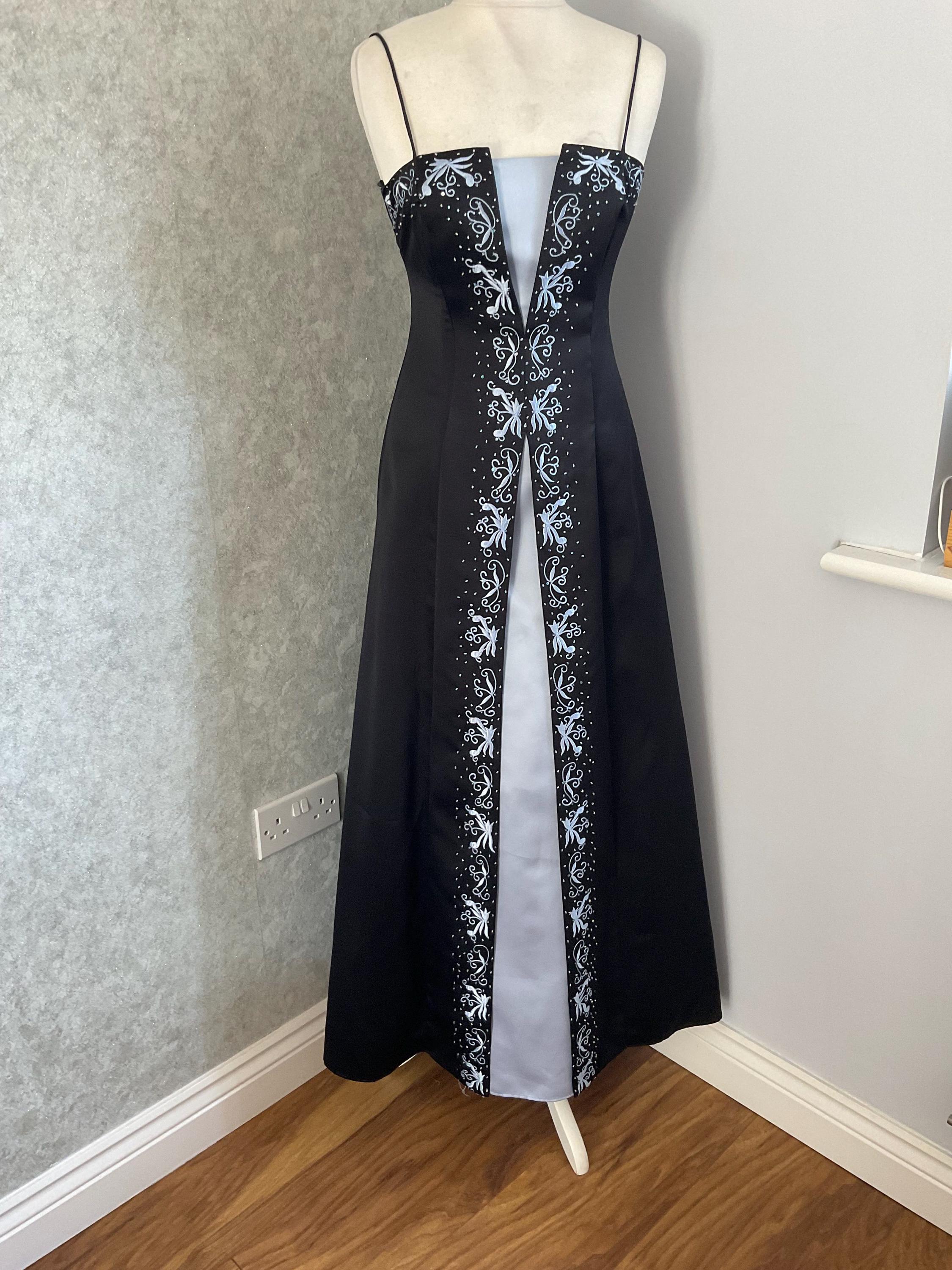 morgan and co goth prom dress VTG Morgan & Co Linda Bernell BLACK BLUE PURPLE Floral Lace Y2K Whimsigoth 13/14