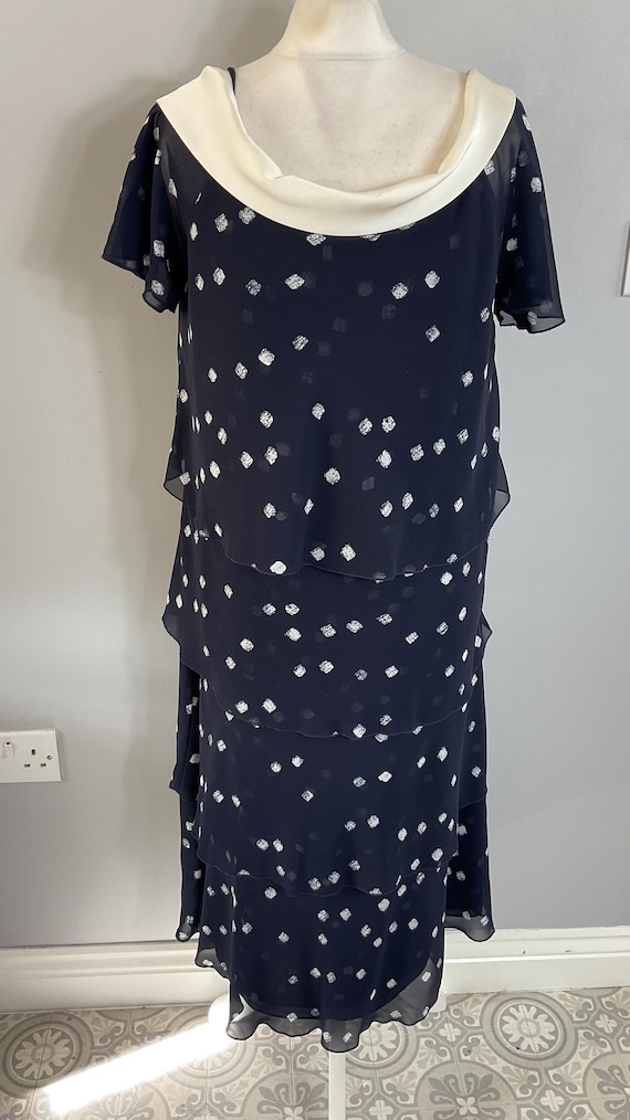 jacques vert blue dress Jacques Vert Women's Polka Dot Midi A-Line Dress NWT | UK12 main image 0