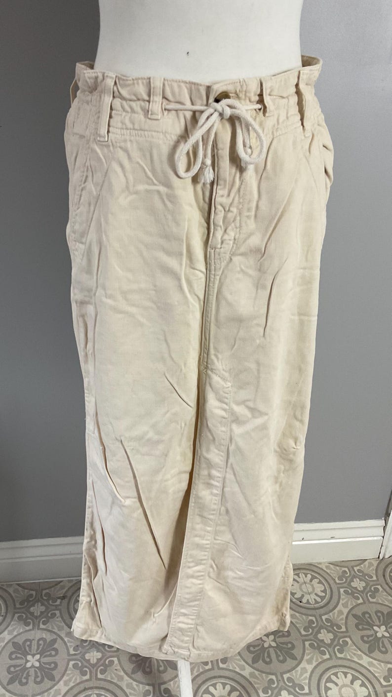 Free People Maxi skirt cream chino drawstring front split pockets label * Bild 1