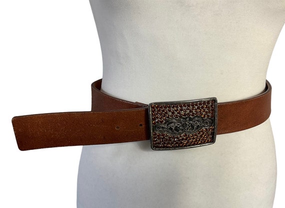 Gold Crystal Embellished Buckle Belt ROGER VIVIER Crystal-embellished satin belt | THE OUTNET main image 3
