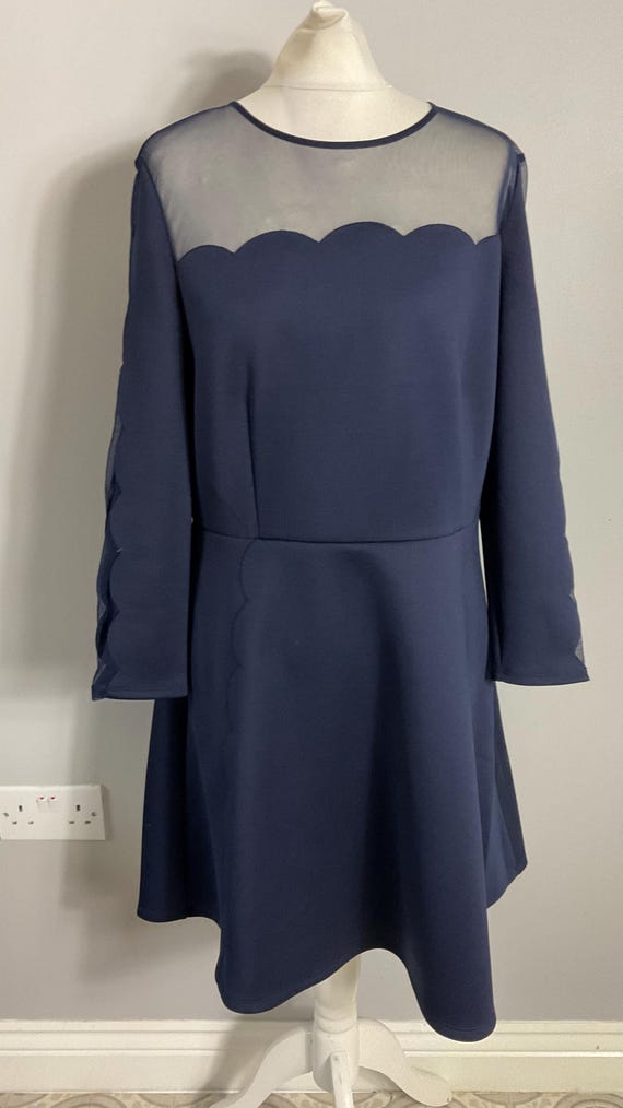Ted Baker Kikoh Navy Dress, Scallop Mesh Detail - UK 14 - Etsy