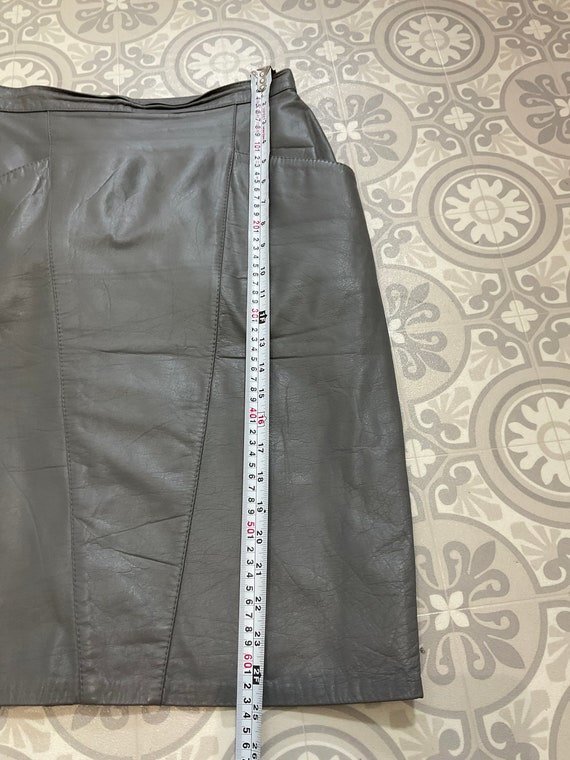 VTG Fiona grey real leather midi pencil skirt UK … - image 6