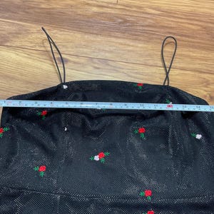 Urban Outfitters Black Mini Dress Floral Embroidered Mesh Y2K Party Size S image 7