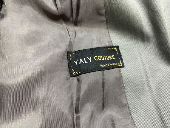 Yaly Couture grey satin double breasted pockets b… - image 8