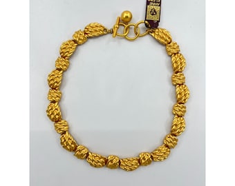 Vintage NOS Anne Klein 80s 90s Brushed Matte Gold Etruscan Runway Styatement Collar Necklace