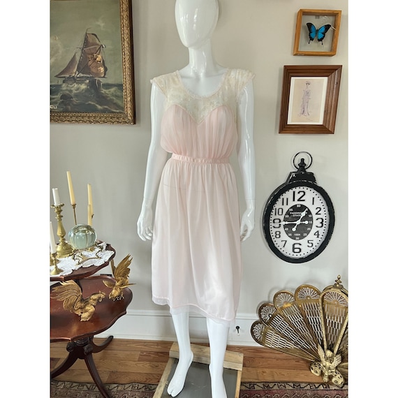 Vintage 50s 60s Juliana Lingerie blush pink lace … - image 1