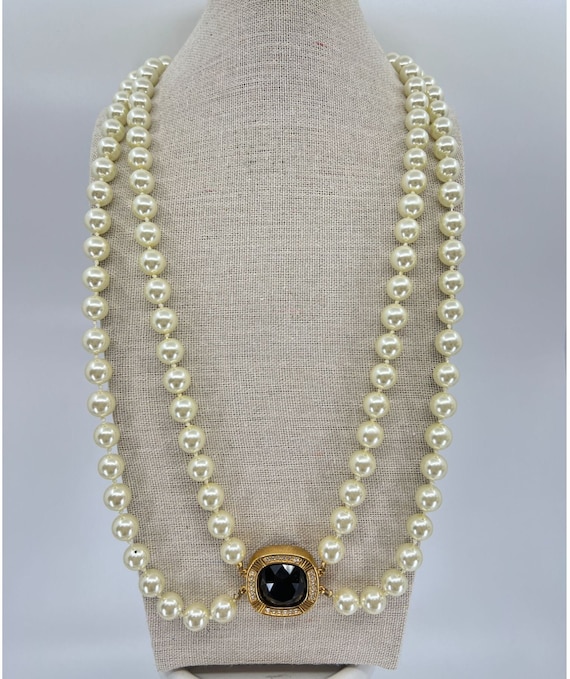 Vintage SAL Signed EARLY Swarovski Double Pearl St