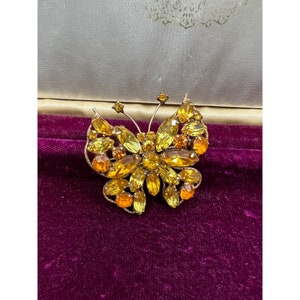 Vintage Regency Butterfly Brooch Autumnal Fall Tones UV Blacklight Reactive