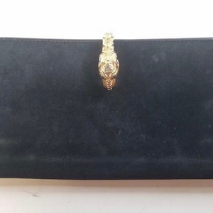 Vintage Gucci Wallet Black Gold Tone Clasp with open G made in ITALY Slim