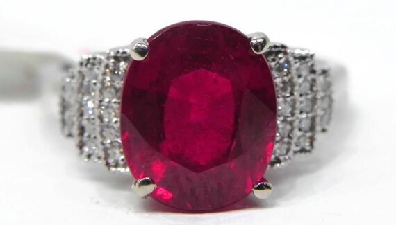 Stunning 5.88 Carat Ruby and Diamond Ring 14k - image 3