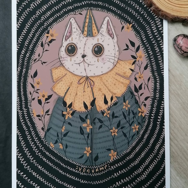 Clown Cat Art Print