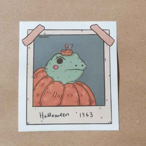 Vinyl Pumpkin frog sticker