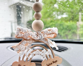 Personalized Wooden Car Charm: Rainbow Mama Car Ornament