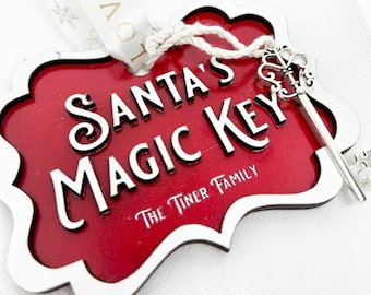 Personalized Santa's Magic Key: Handmade Birchwood Christmas Keepsake