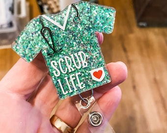 Handmade Scrub Life Badge Reel: Custom Nurse Gift
