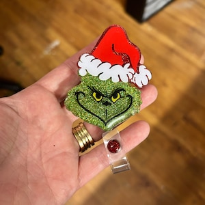 Grinch Badge Reel, Christmas gift, teacher gift