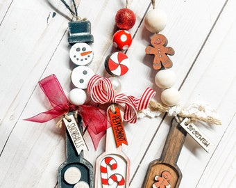 Handmade Wooden Christmas Ornament: Gingerbread, Candy Cane, Snowman