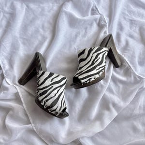 Cato Zebra Print Studded Peep-Toe Mules