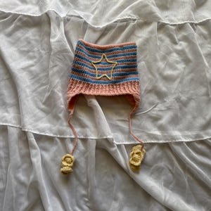 Urban Outfitters Cat Ear Striped Crochet Beanie image 1