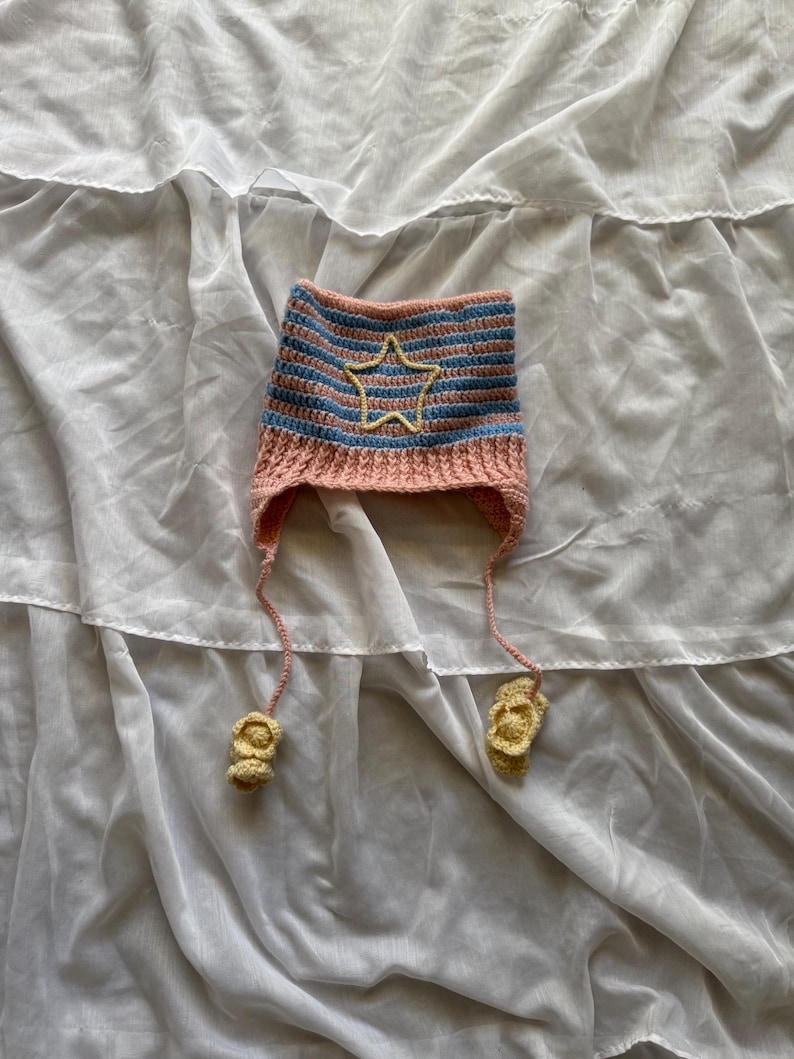 Urban Outfitters Cat Ear Striped Crochet Beanie image 1