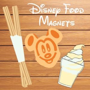 Disney Food Magnet Set | Churro, Mickey Waffle & Dole Whip | Disney Cruise or Fridge Decor | Disney Snack Magnet | Park Food Gift