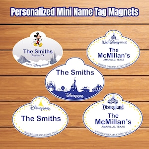 Personalized Mini Name Tag Magnets | Custom Disney Cruise or Park Door Magnet | Family Vacation Keepsake | Stateroom Door Decor