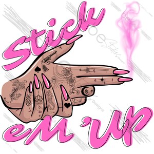 Stick Em Up Rosa Digital Design, Tatuering PNG, Trendigt, T-shirtöverföring