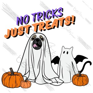 Keine Tricks, nur Leckereien, digitales Design, Halloween PNG, Hund PNG, Trending, T-Shirt Transfer