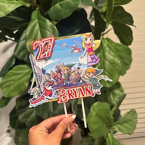 Zelda Birthday Cake Topper | Custom Name & Age | Gamer Party Decor